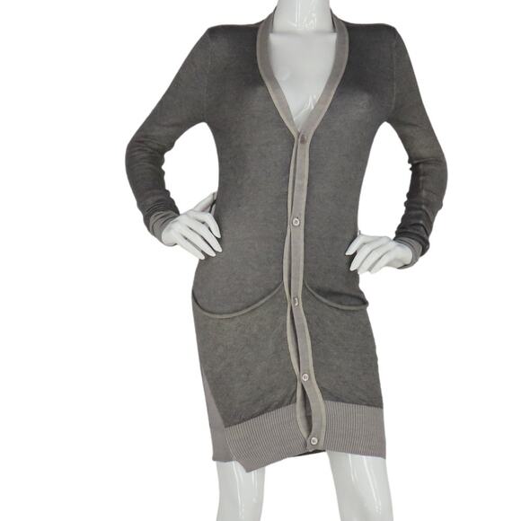 Diesel Black Gold Italy Made Long Oversized Cardigan Knit Wool Sweater Dress XXS - Picture 1 of 7